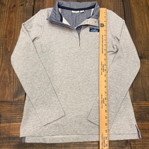 LL Bean Women's Grey Heather button Neck Pullover Sweatshirt, size XS, cotton - Picture 4 of 6